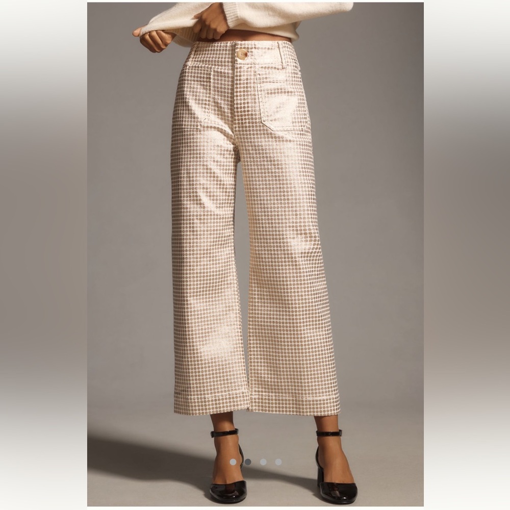 Colette cropped wide leg jeans neutral motif